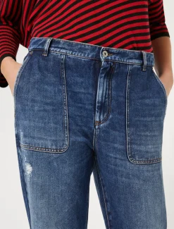 Marina Rinaldi Jean en denim de coton mélangé BLEU Clearance