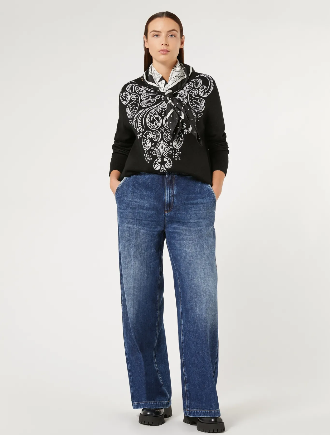 Marina Rinaldi Jean en denim de coton mélangé BLEU Fashion