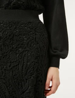 Marina Rinaldi Jupe avec broderie macramé NOIR Discount