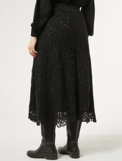 Marina Rinaldi Jupe avec broderie macramé NOIR Discount