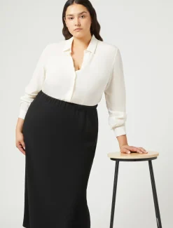 Marina Rinaldi Jupe en cady triacétate NOIR New