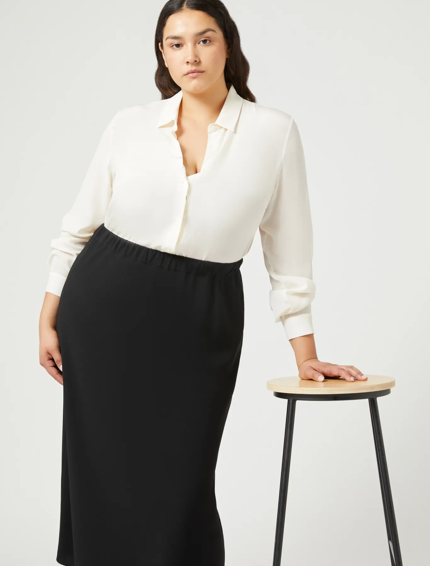 Marina Rinaldi Jupe en cady triacétate NOIR New