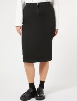 Marina Rinaldi Jupe en denim de coton stretch NOIR Discount