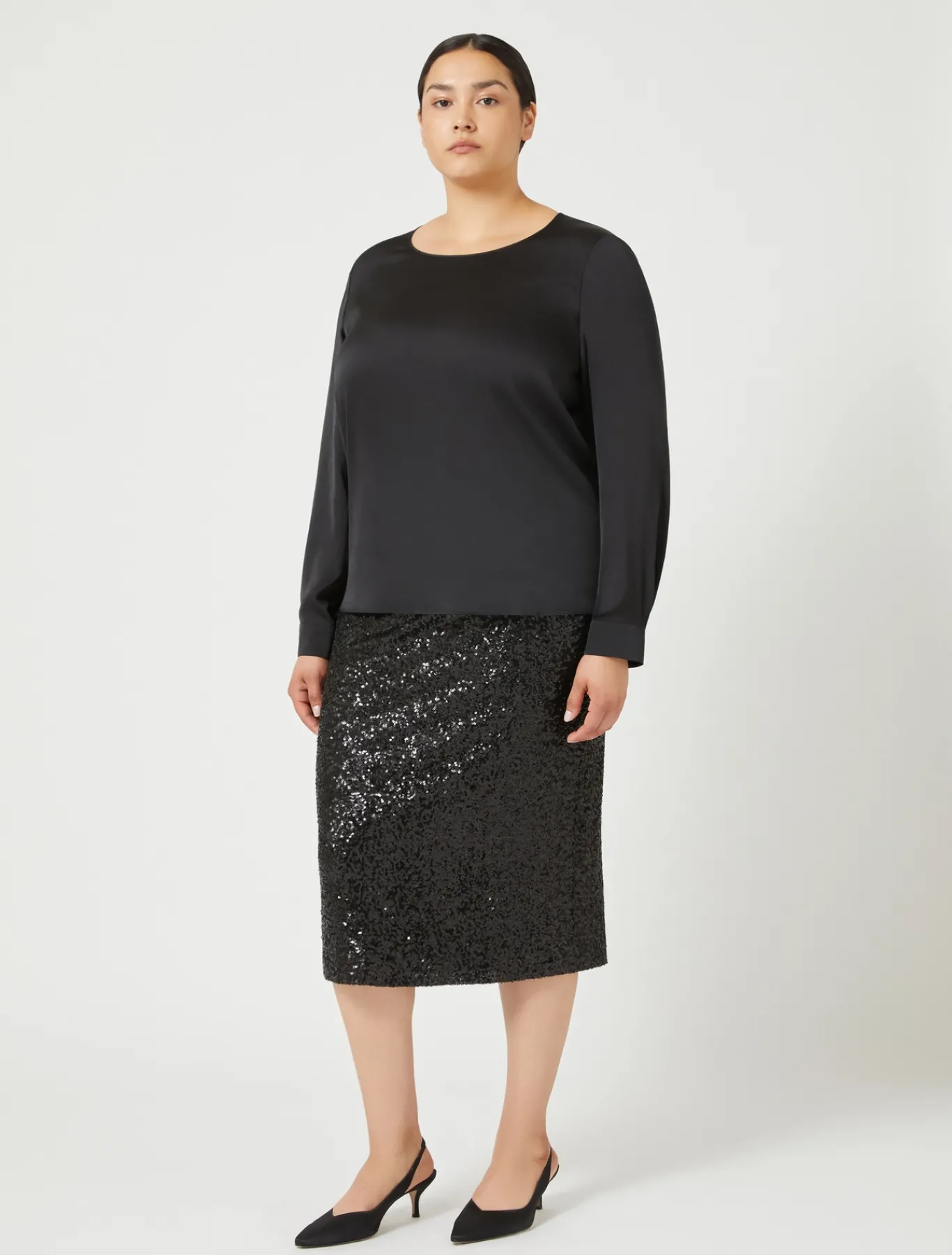 Marina Rinaldi Jupe en jersey et paillettes NOIR Best