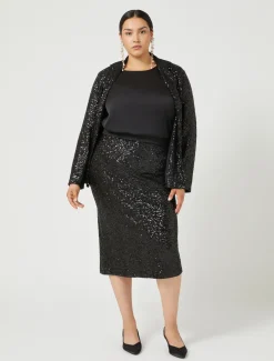 Marina Rinaldi Jupe en jersey et paillettes NOIR Best