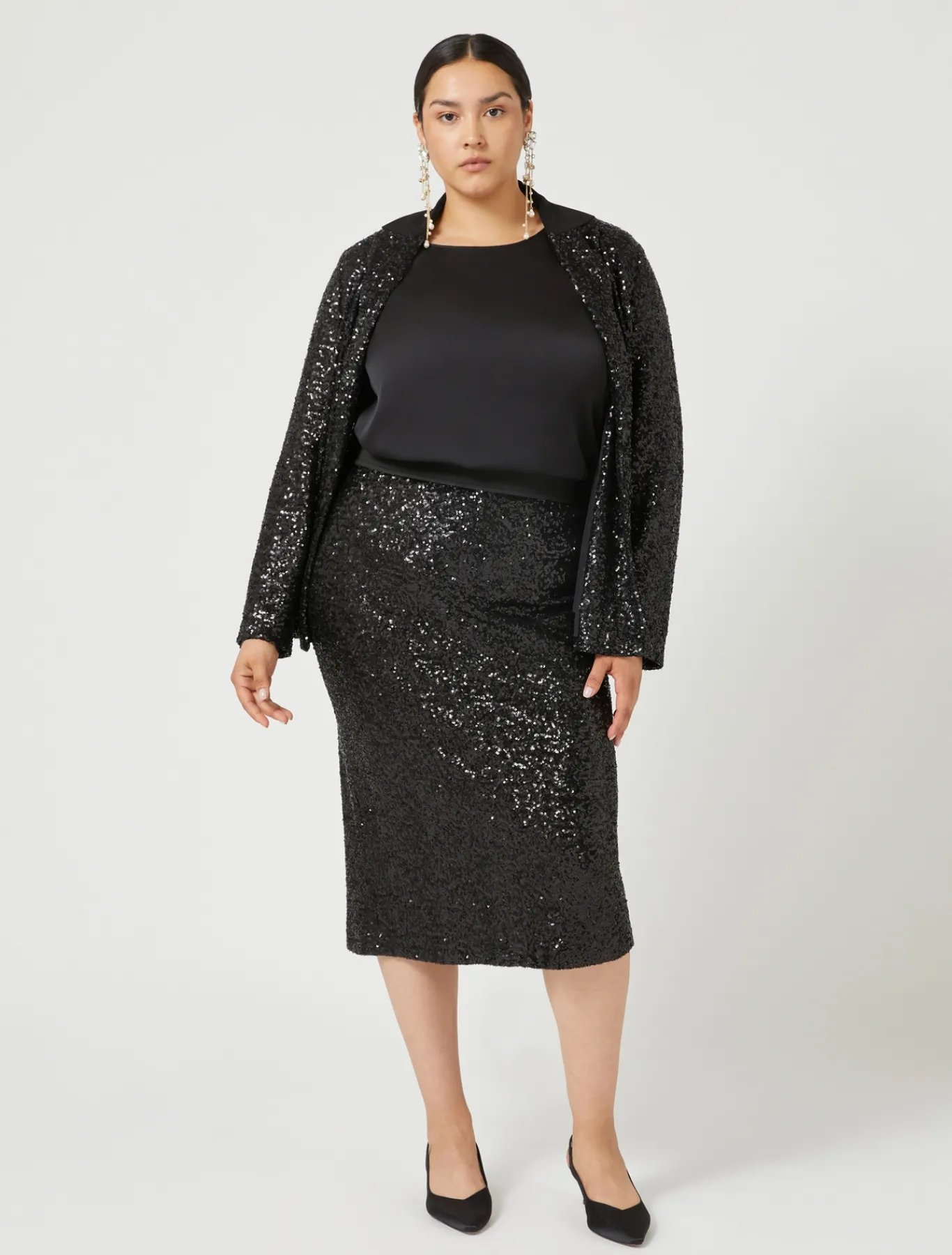 Marina Rinaldi Jupe en jersey et paillettes NOIR Best