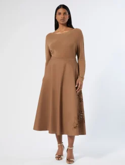 Marina Rinaldi Jupe en popeline avec broderie NOISETTE Discount