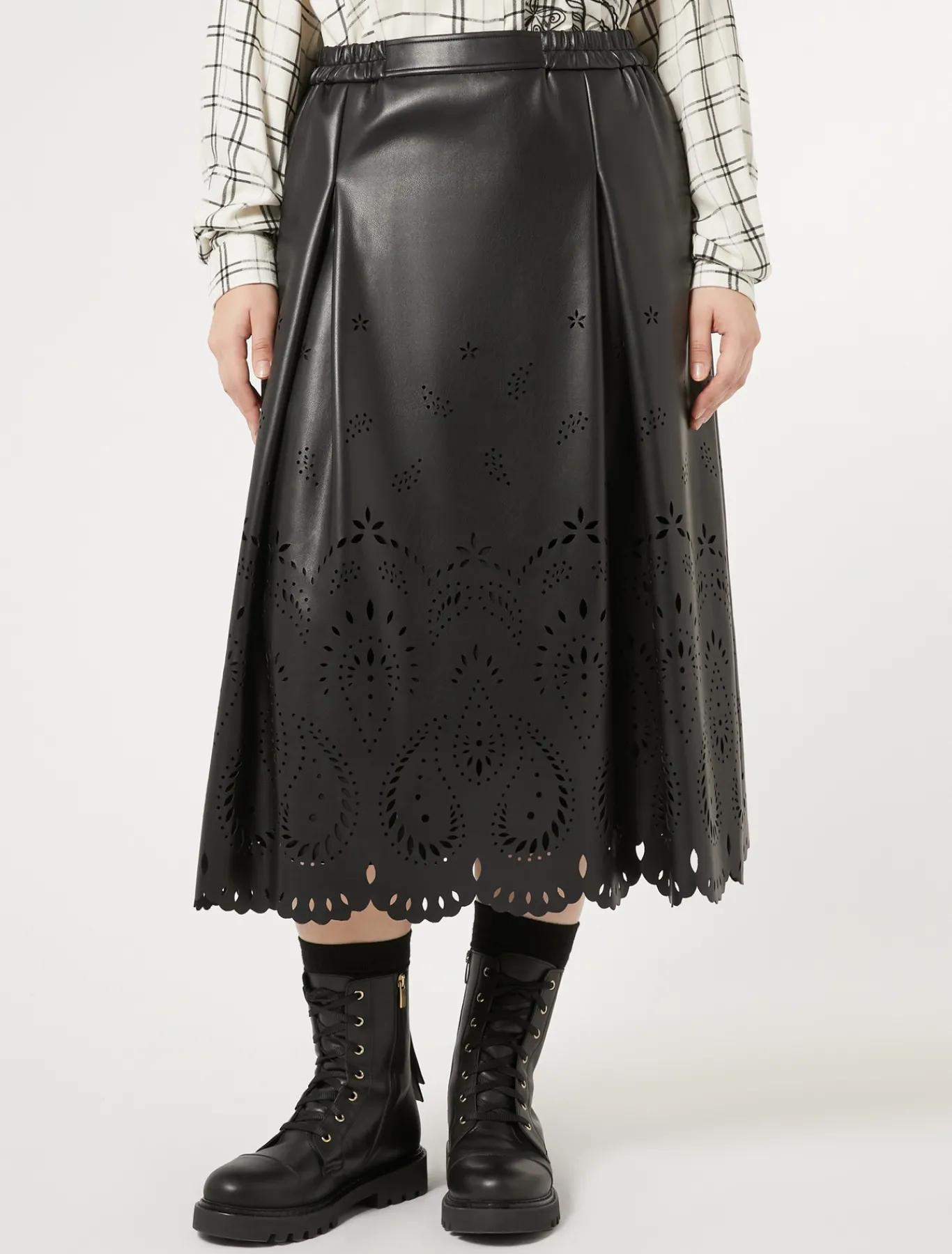 Marina Rinaldi Jupe en tissu enduit NOIR New