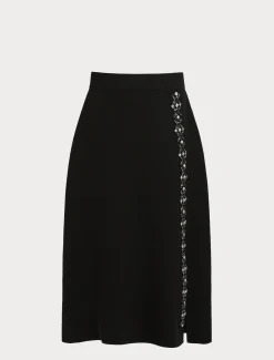 Marina Rinaldi Jupe longue en cady avec strass NOIR New