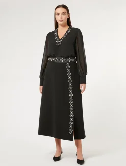 Marina Rinaldi Jupe longue en cady avec strass NOIR New