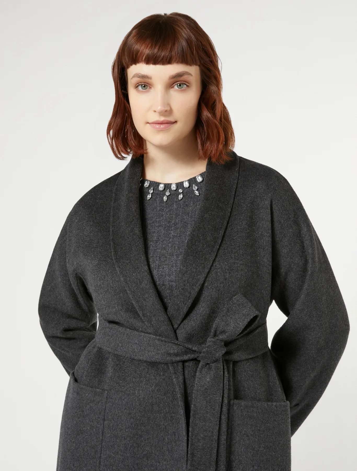 Marina Rinaldi Manteau double de laine GRISMOYEN Sale