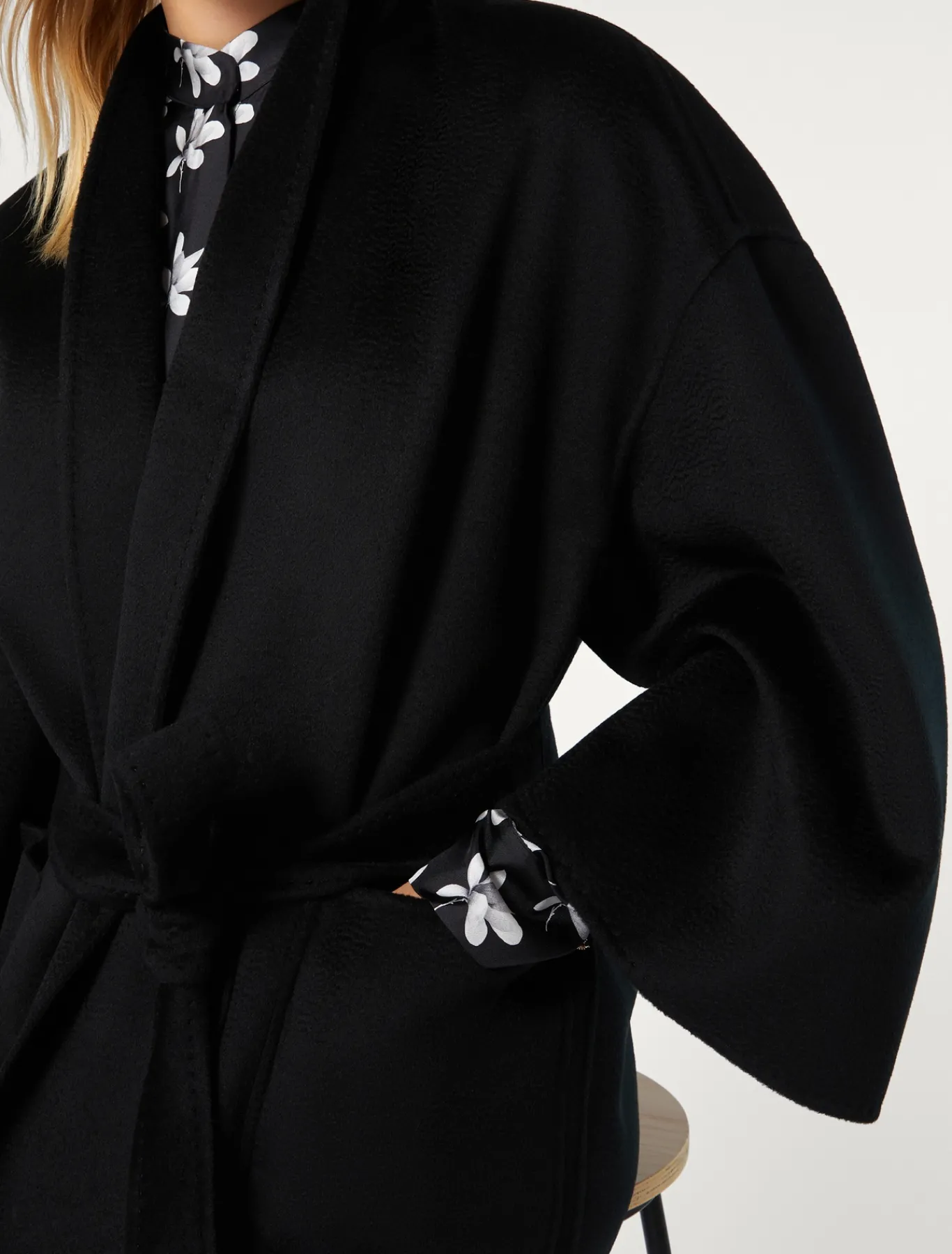 Marina Rinaldi Manteau double de laine NOIR Outlet