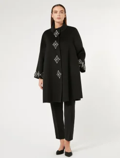 Marina Rinaldi Manteau double de laine NOIR Discount