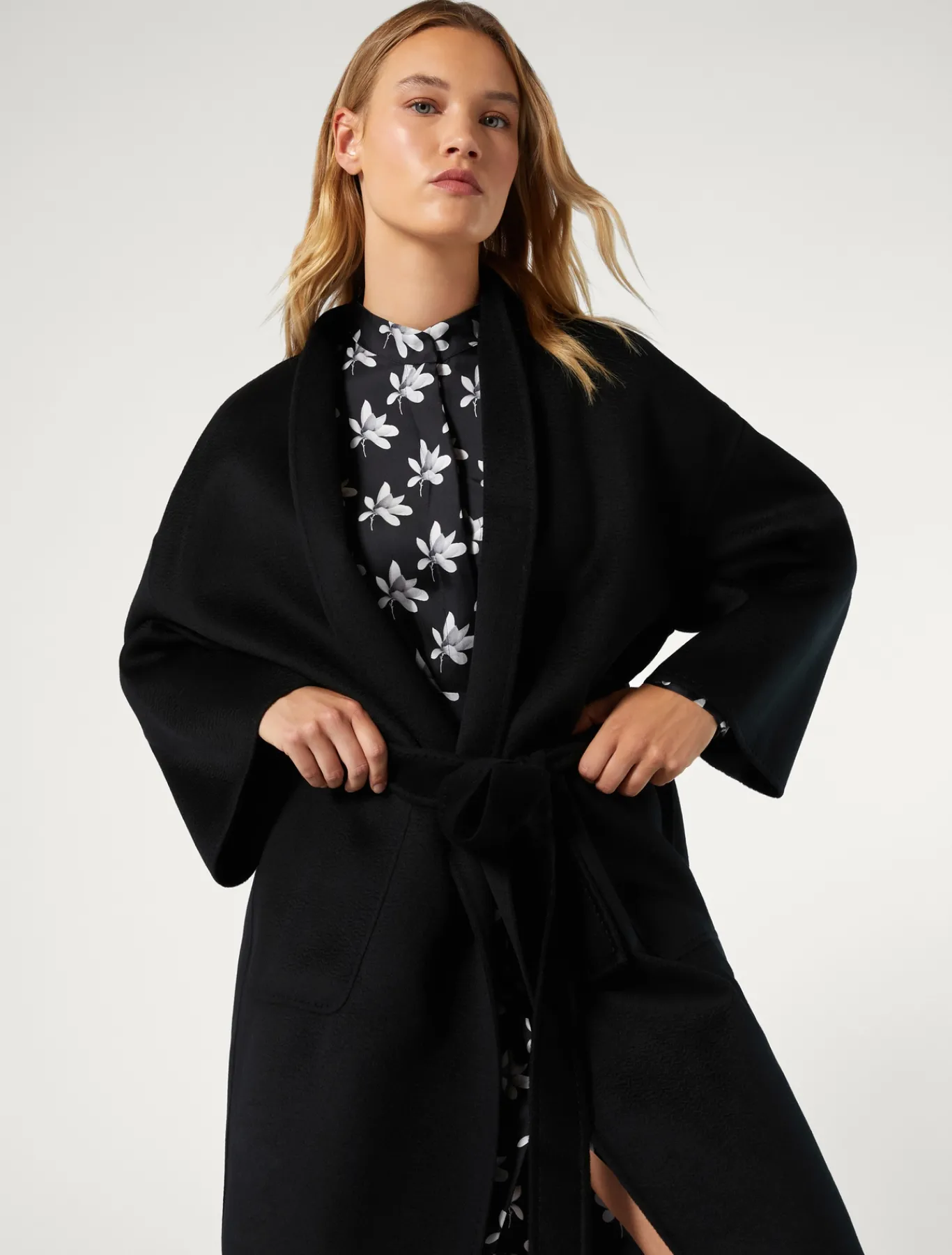 Marina Rinaldi Manteau double de laine NOIR Outlet