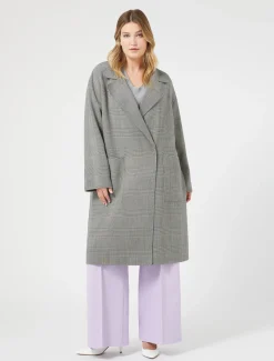 Marina Rinaldi Manteau double de laine à carreaux NOIRBLANC Sale