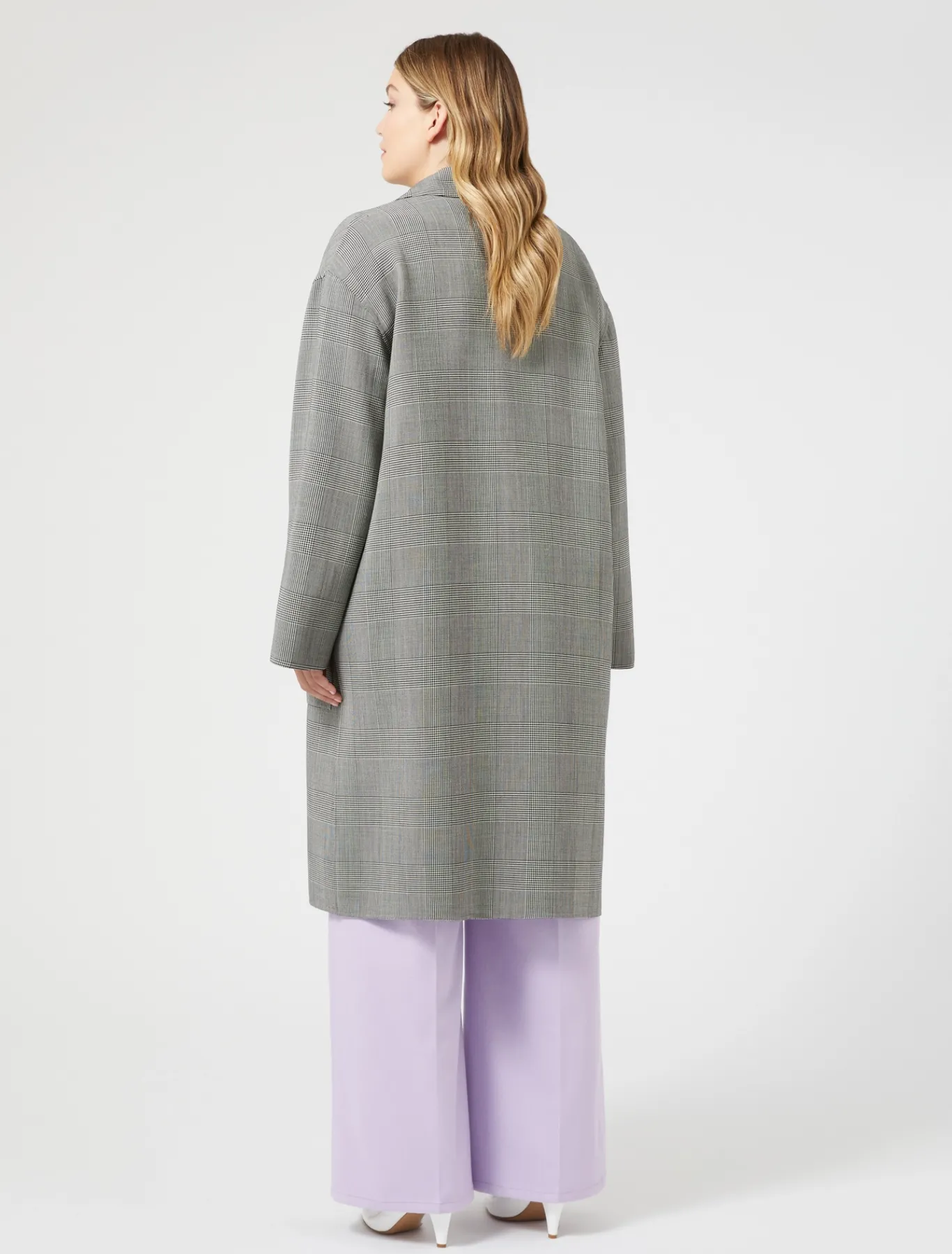 Marina Rinaldi Manteau double de laine à carreaux NOIRBLANC Sale