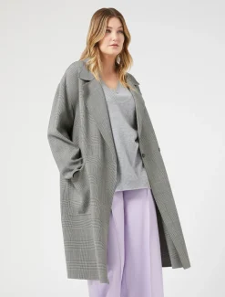 Marina Rinaldi Manteau double de laine à carreaux NOIRBLANC Sale