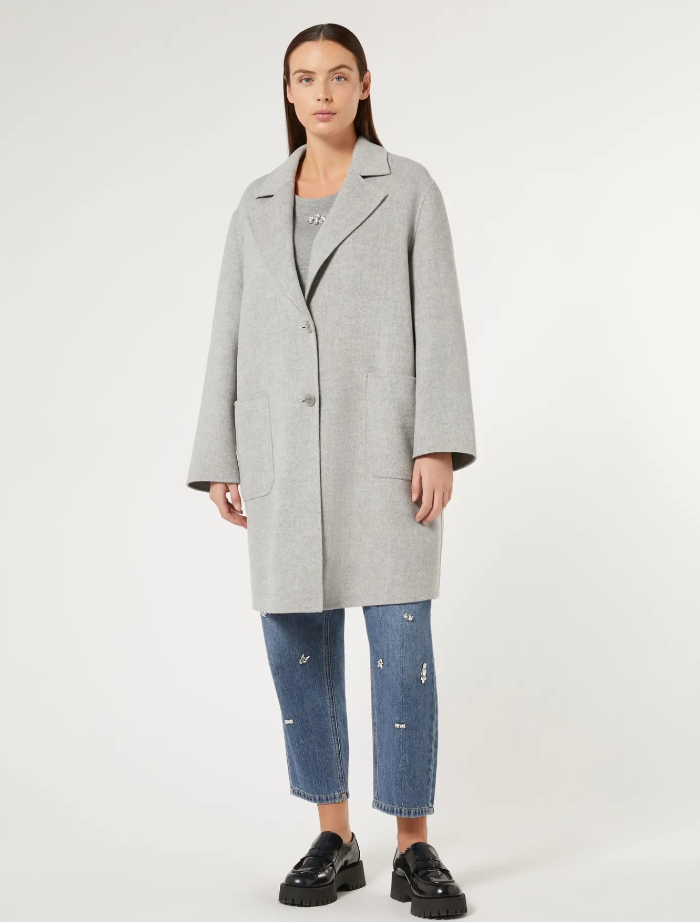 Marina Rinaldi Manteau double de laine mélangée GRISMOYEN Outlet