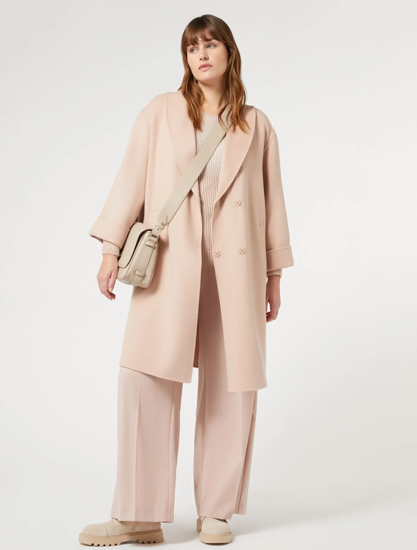 Marina Rinaldi Manteau double en laine et cachemire IVOIRE Outlet