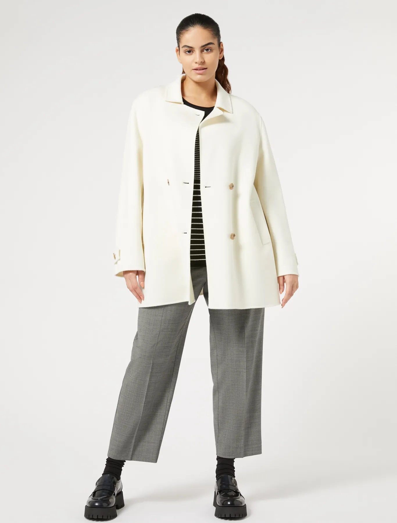 Marina Rinaldi Manteau double en laine et cachemire BLANC Discount