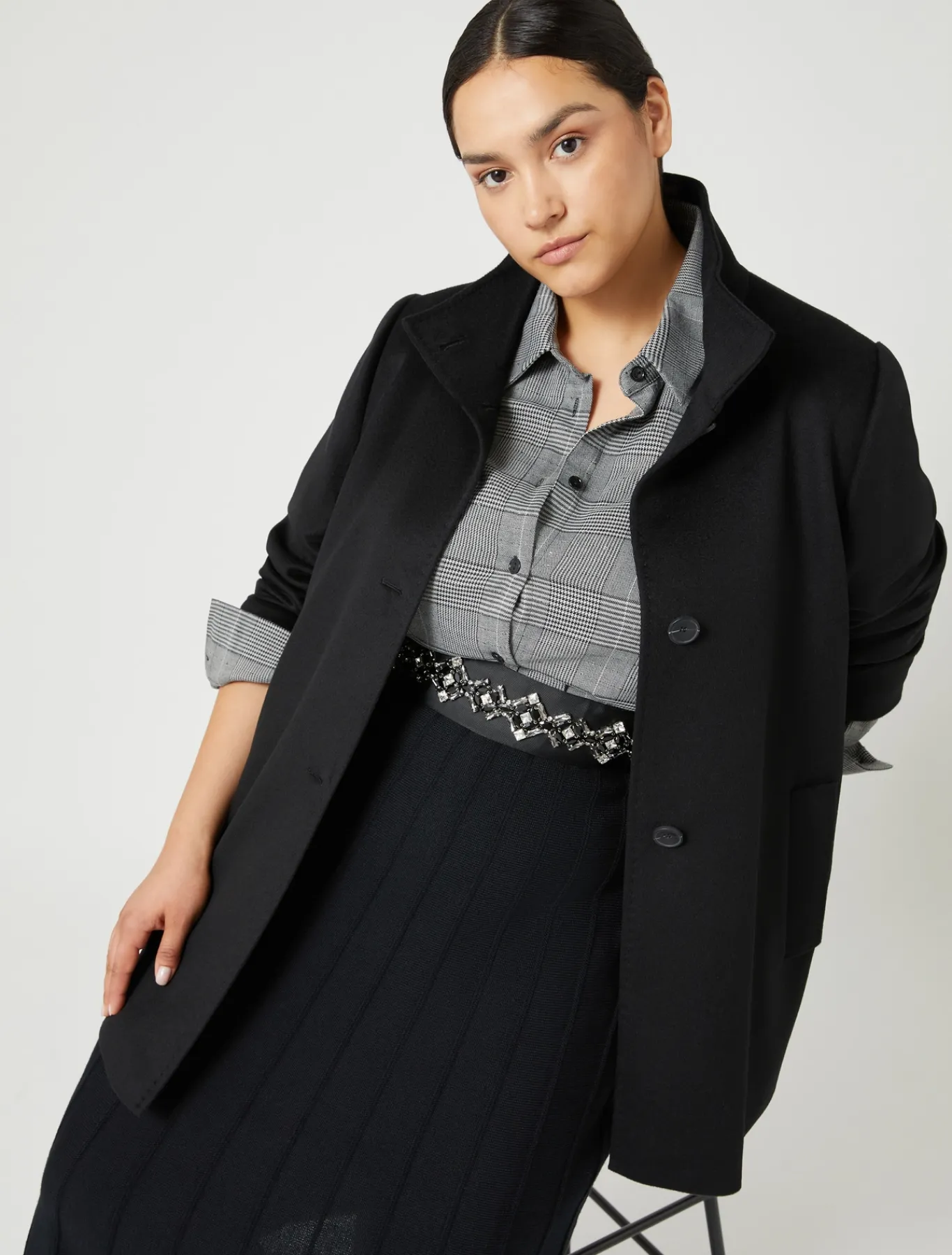 Marina Rinaldi Manteau en drap de laine NOIR Best