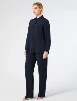 Marina Rinaldi Pantalon cigarette en triacétate BLEUNUIT Online