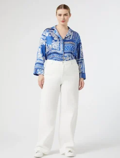 Marina Rinaldi Pantalon en bull de coton IVOIRE Discount