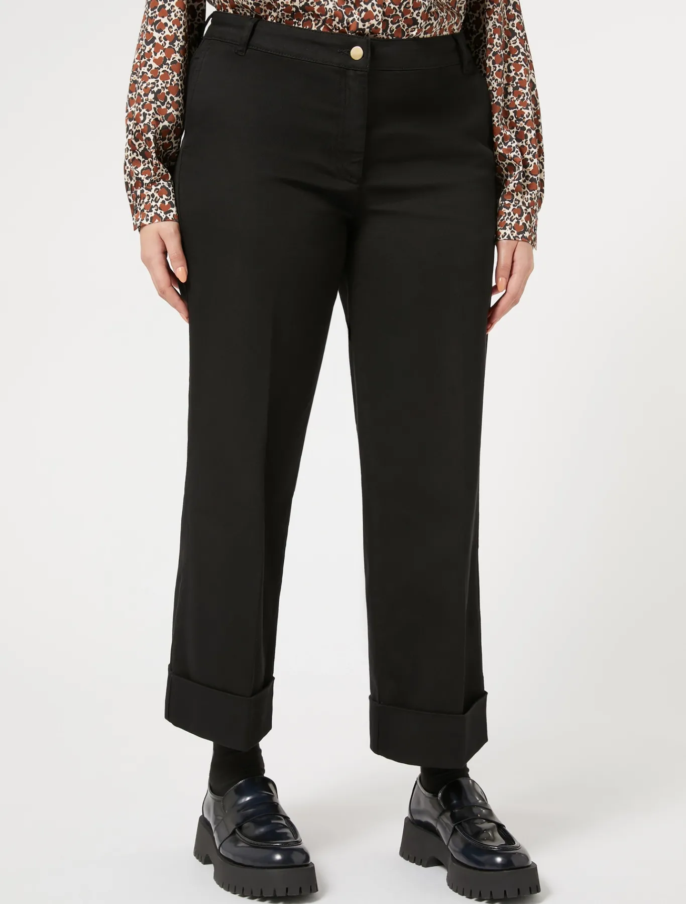 Marina Rinaldi Pantalon en bull de coton stretch NOIR Clearance
