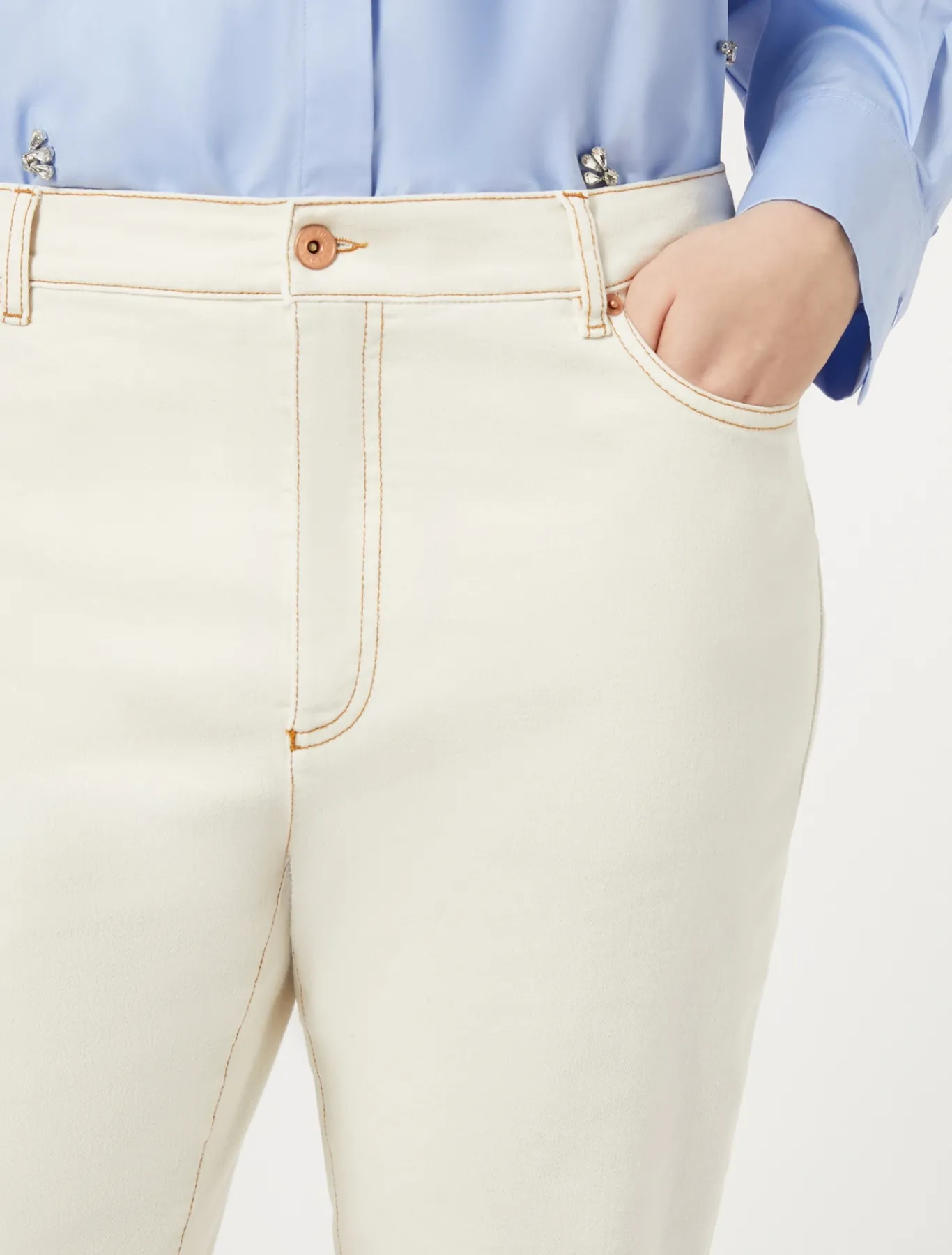 Marina Rinaldi Pantalon en bull de coton IVOIRE Hot