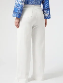 Marina Rinaldi Pantalon en bull de coton IVOIRE Discount