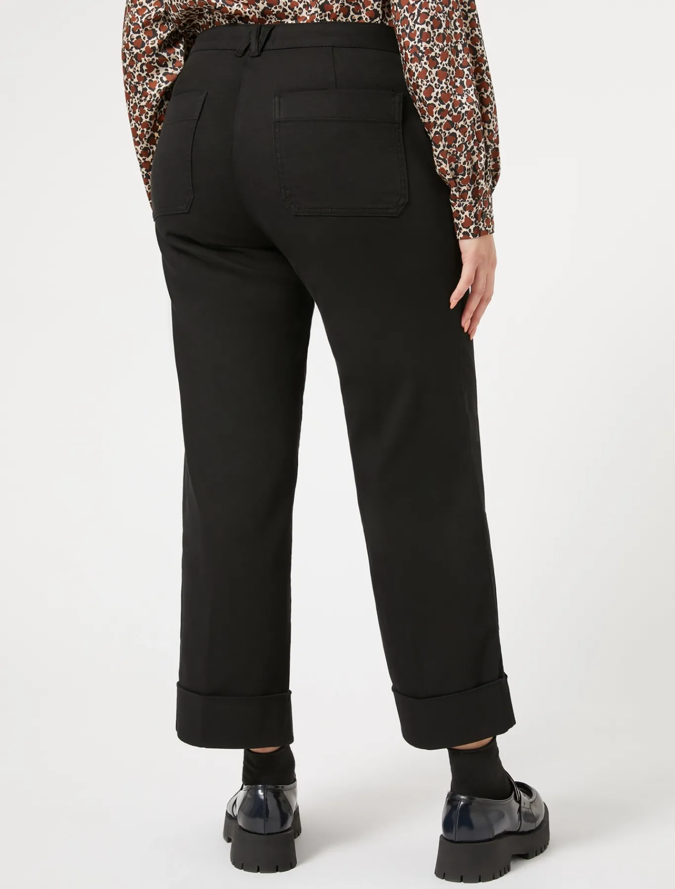 Marina Rinaldi Pantalon en bull de coton stretch NOIR Clearance