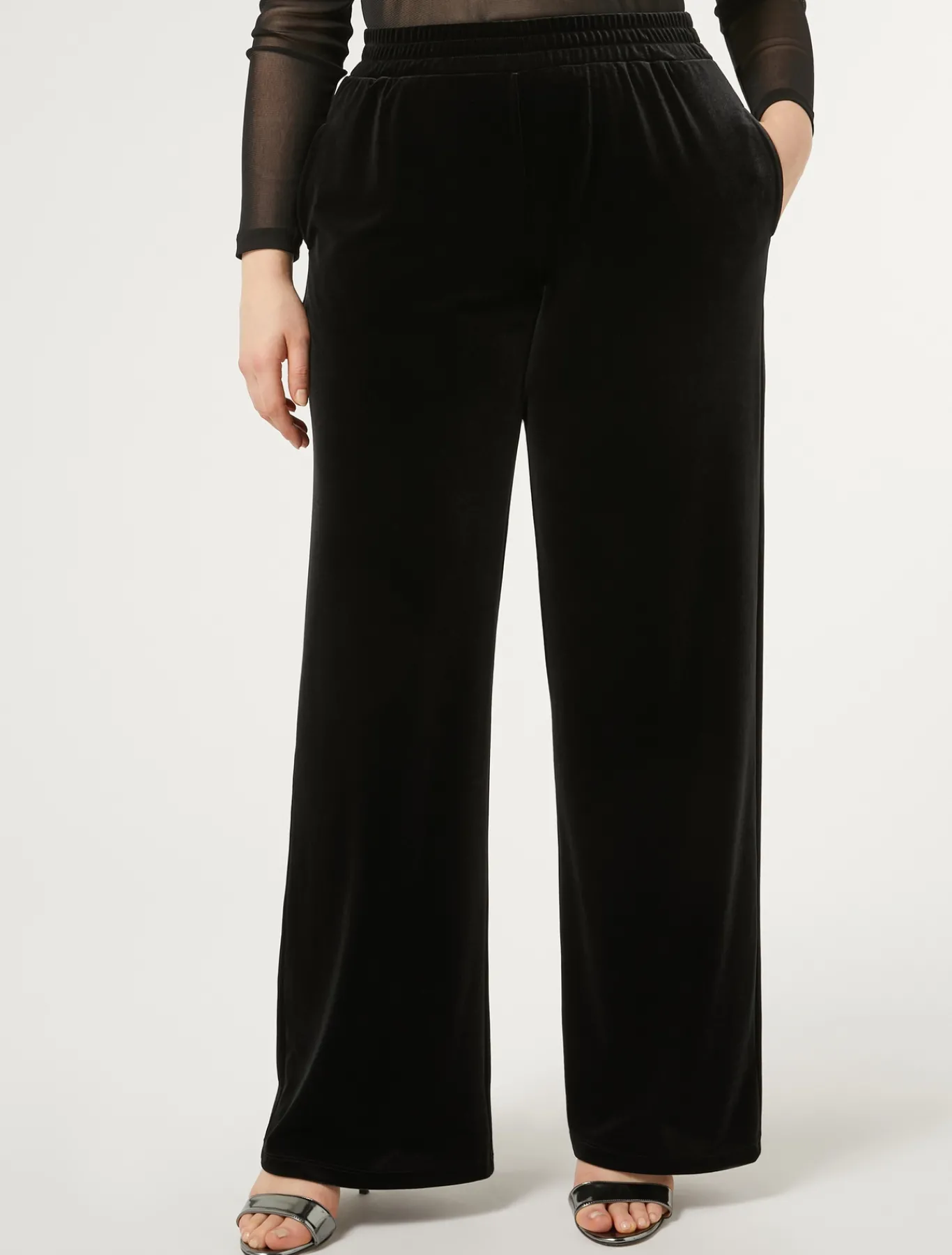 Marina Rinaldi Pantalon en chenille stretch NOIR Discount