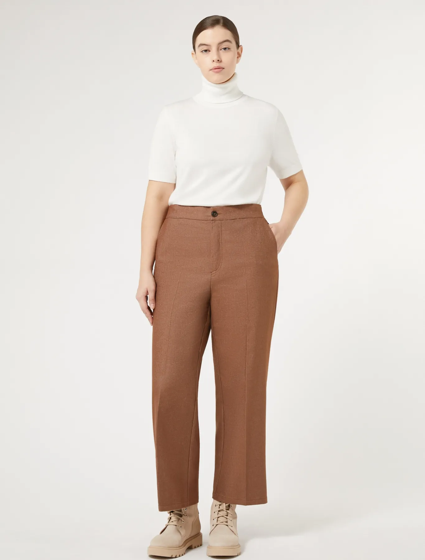 Marina Rinaldi Pantalon en coton effet denim BRONZE Best