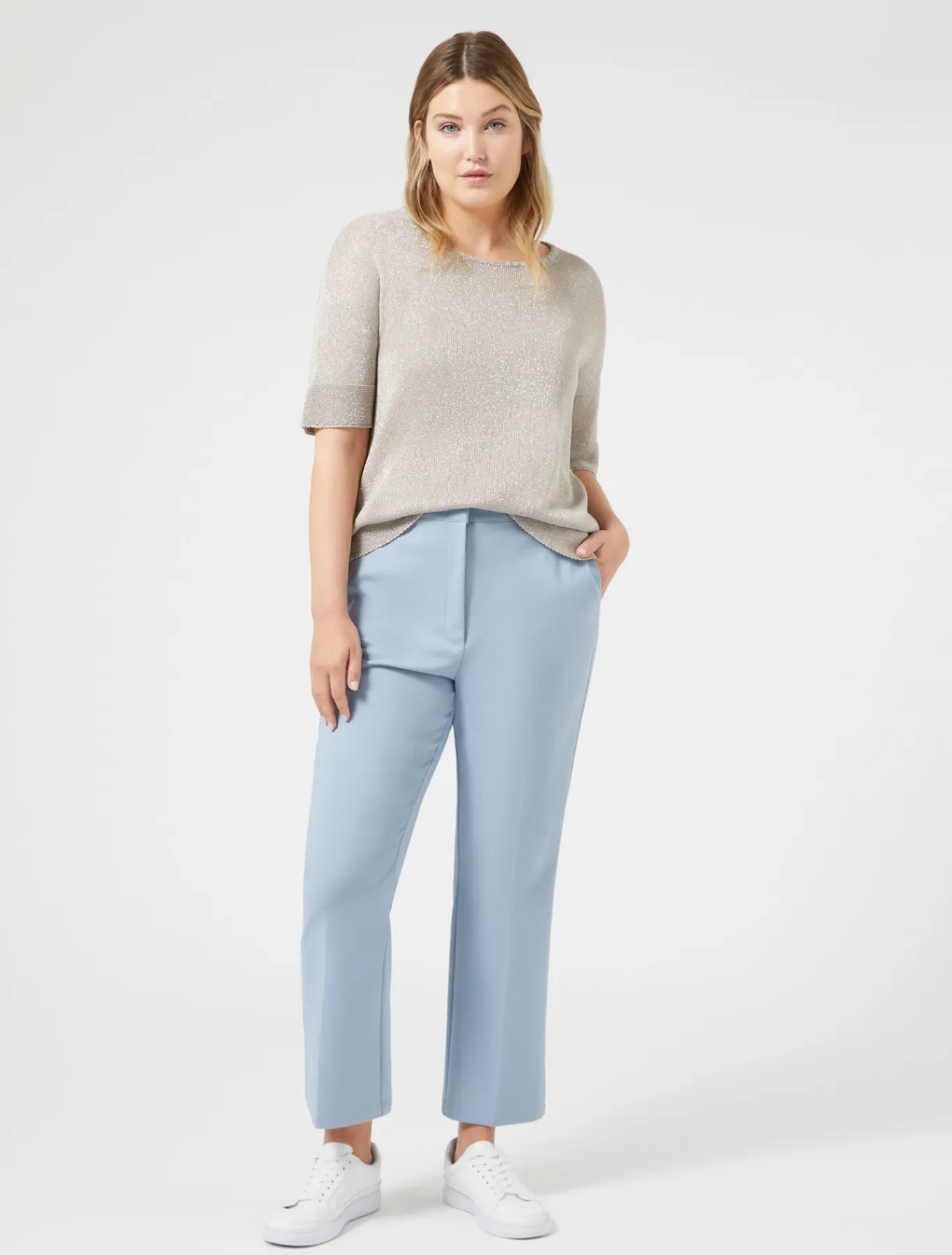 Marina Rinaldi Pantalon en coton mélangé stretch GRISBLEU Best