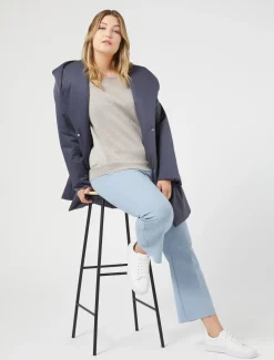 Marina Rinaldi Pantalon en coton mélangé stretch GRISBLEU Best
