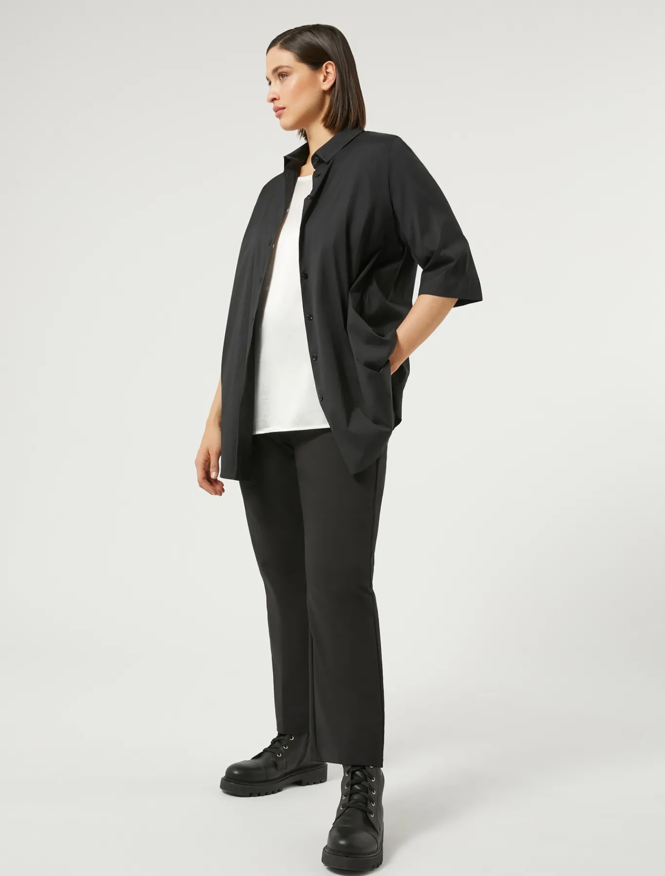 Marina Rinaldi Pantalon en coton mélangé stretch NOIR Sale