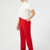 Marina Rinaldi Pantalon en crêpe de satin de laine ROUGE New