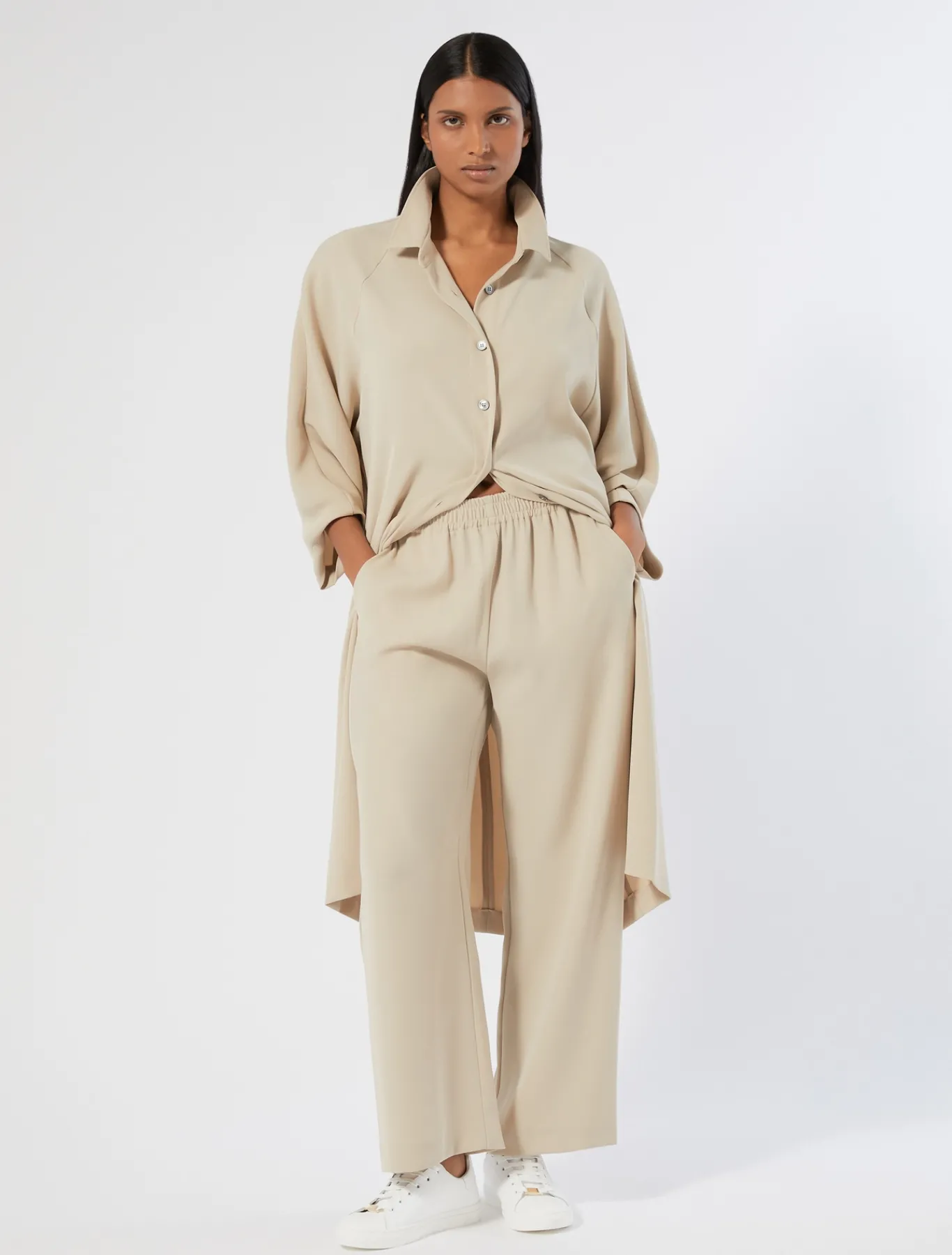 Marina Rinaldi Pantalon en crêpe envers satin BEIGE Clearance