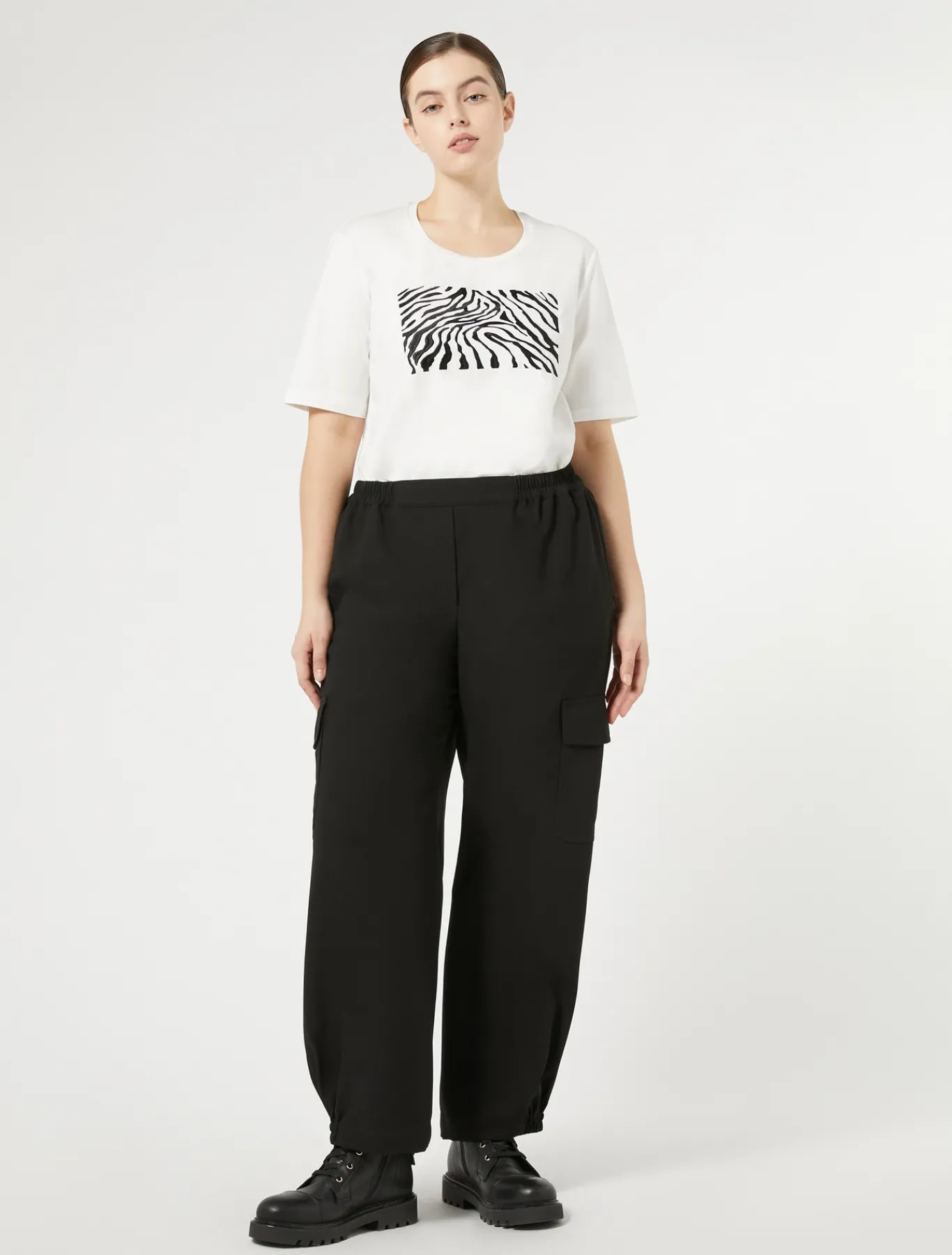 Marina Rinaldi Pantalon en crêpe envers satin NOIR Hot