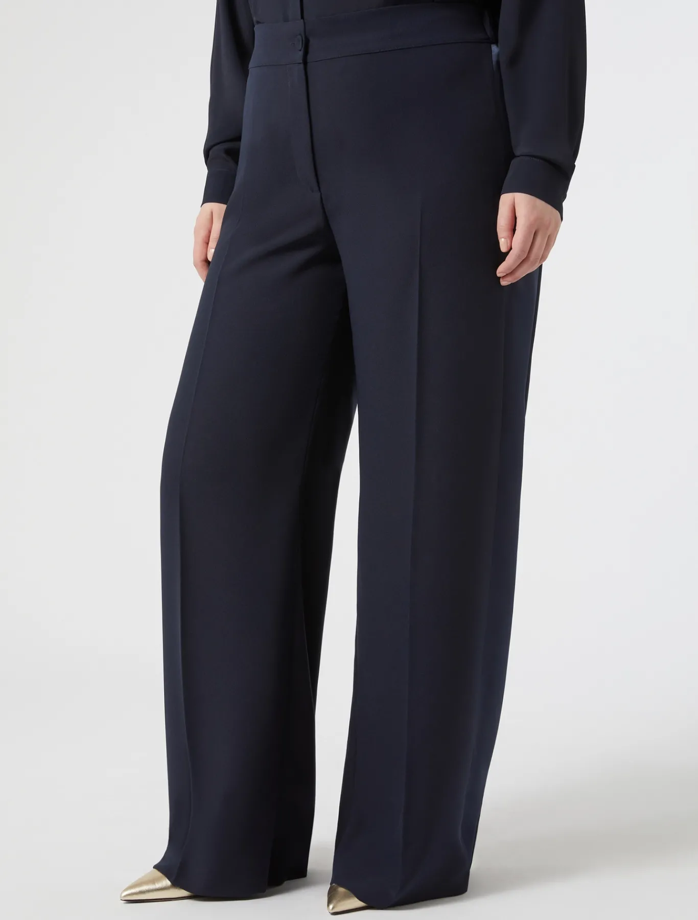 Marina Rinaldi Pantalon en crêpe envers satin BLEUNUIT Clearance