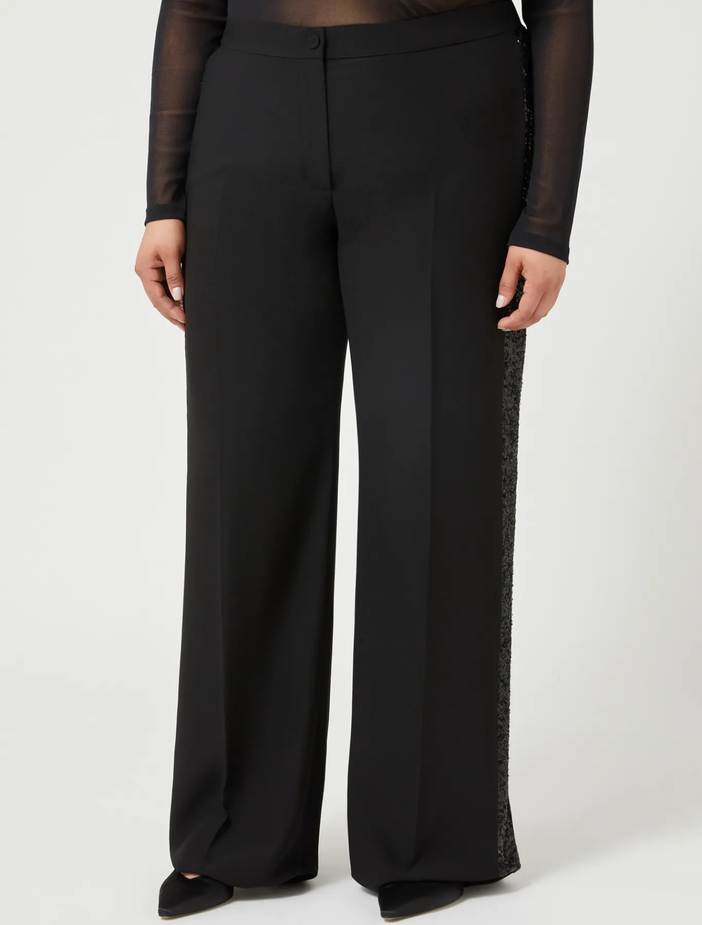 Marina Rinaldi Pantalon en crêpe envers satin NOIR Hot