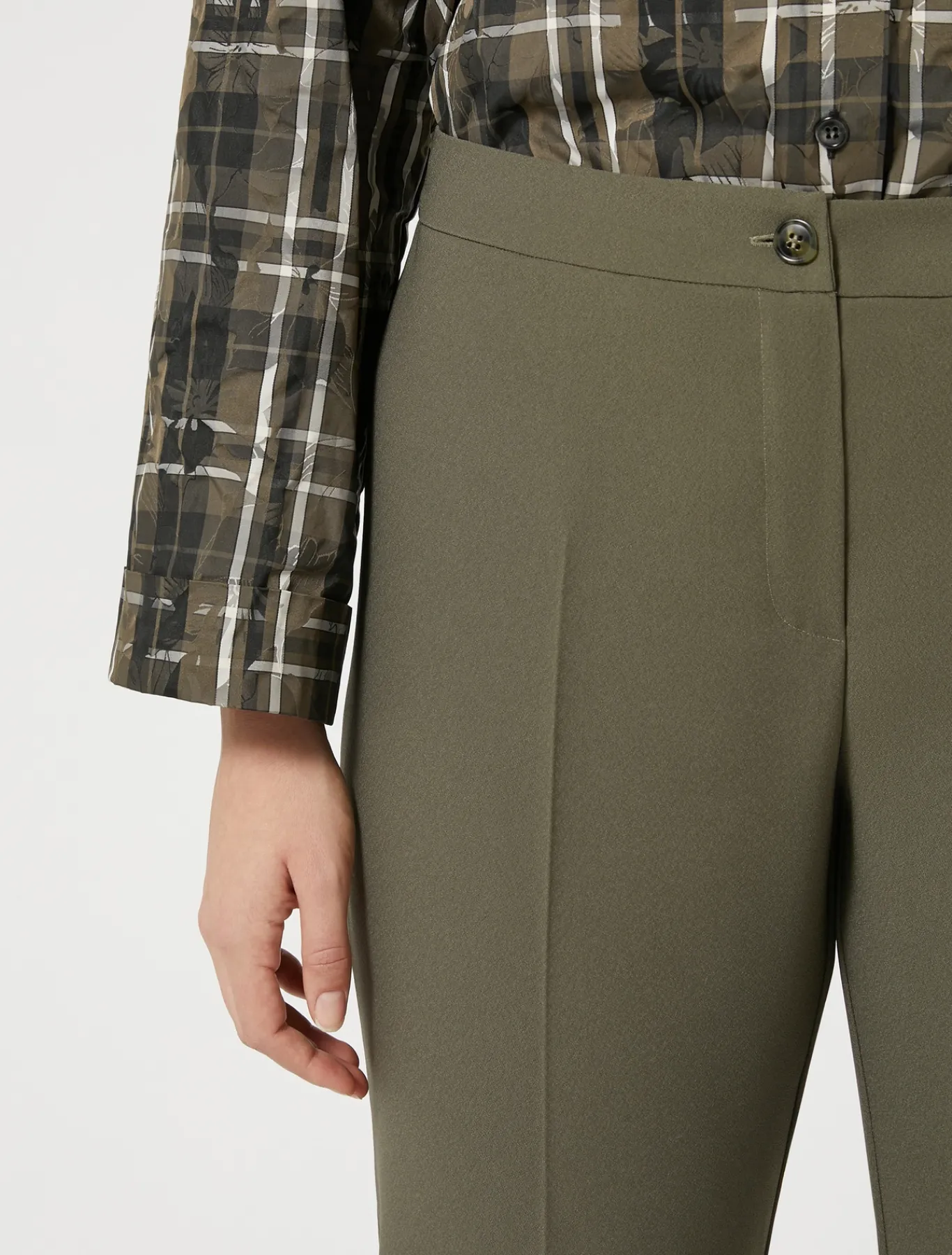 Marina Rinaldi Pantalon en crêpe envers satin KAKI Sale