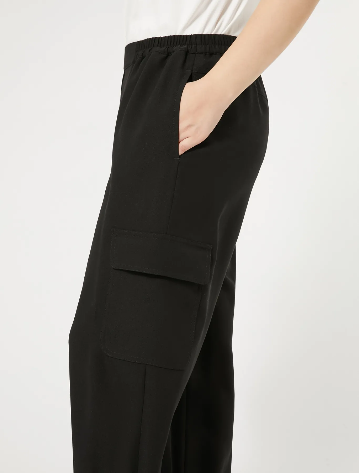 Marina Rinaldi Pantalon en crêpe envers satin NOIR Hot