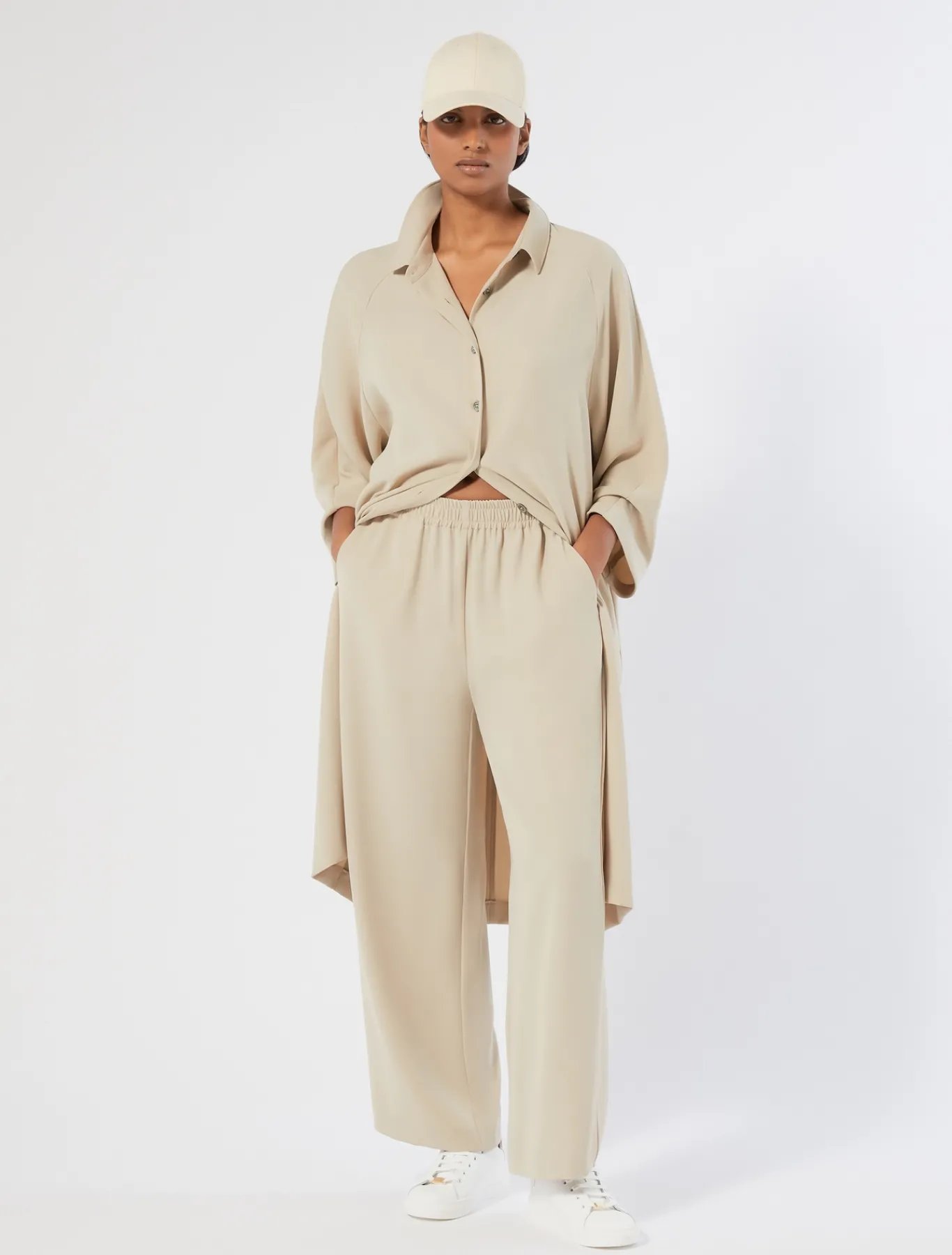 Marina Rinaldi Pantalon en crêpe envers satin BEIGE Clearance