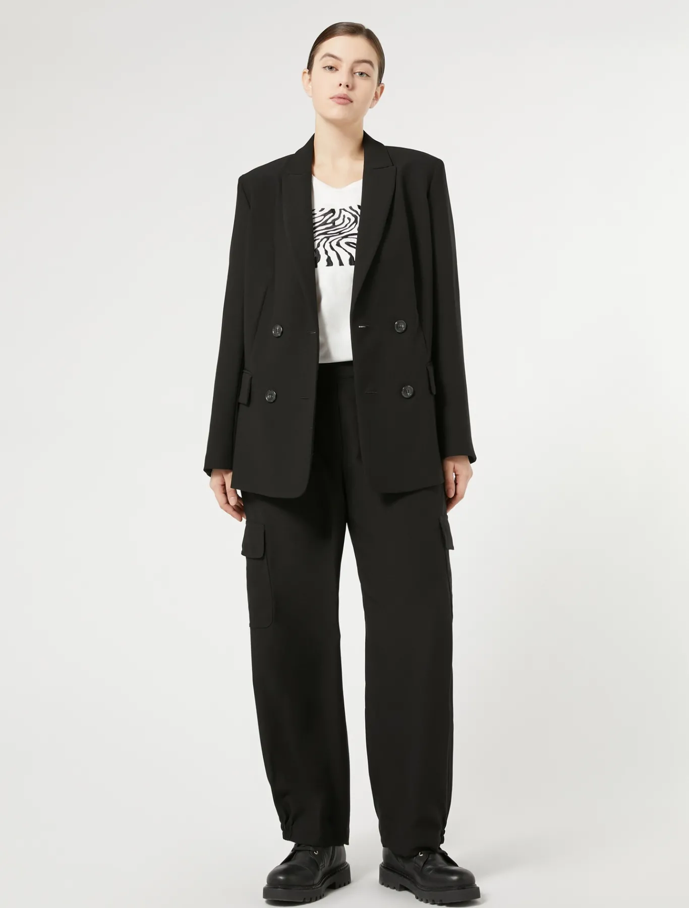 Marina Rinaldi Pantalon en crêpe envers satin NOIR Hot