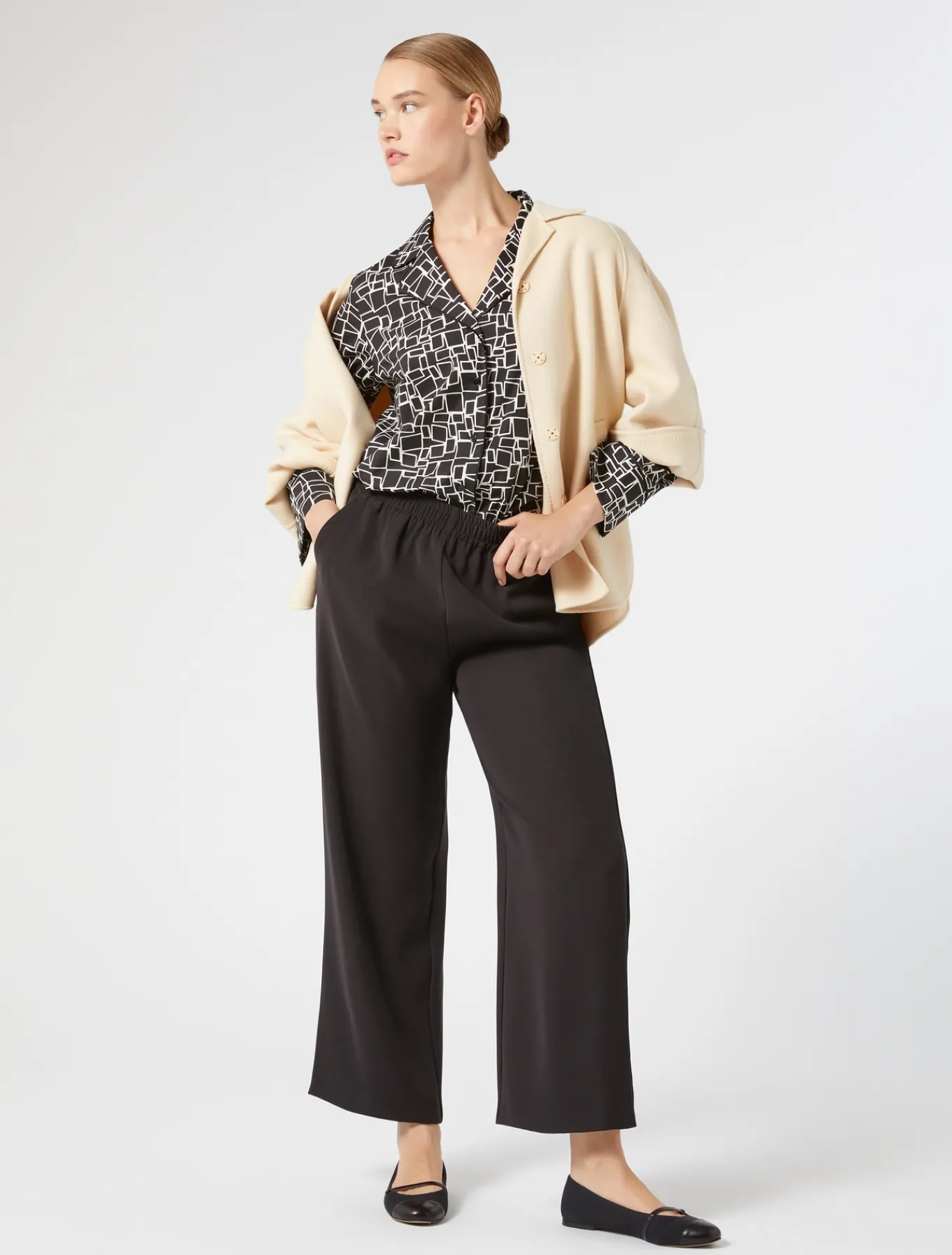 Marina Rinaldi Pantalon en crêpe envers satin NOIR Online