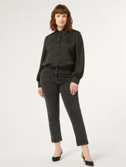 Marina Rinaldi Pantalon en denim de coton NOIR Online