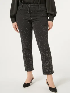 Marina Rinaldi Pantalon en denim de coton NOIR Online