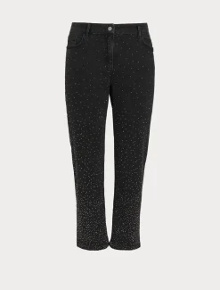 Marina Rinaldi Pantalon en denim de coton NOIR Online