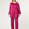 Marina Rinaldi Pantalon en envers satin brillant FRAMBOISE Best